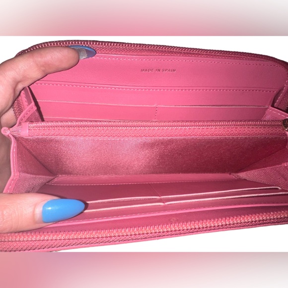 CHANEL EUC RARE PINK TIMELESS CC CAVIAR FULL ZIP LONG WALLET W/ COA CARD - Picture 11 of 13